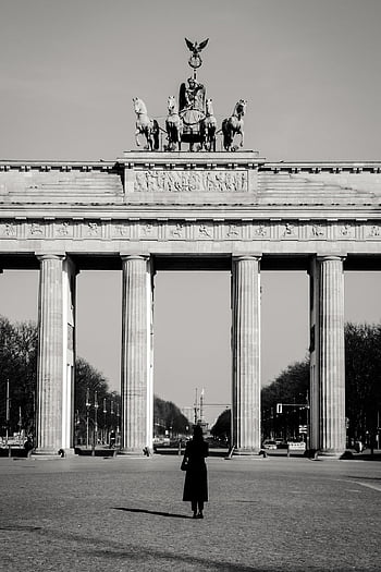 brandenburská brána, Berlín, mezník, dvoukolý vůz, prohlížení památek, brána, historický, památník, osoba