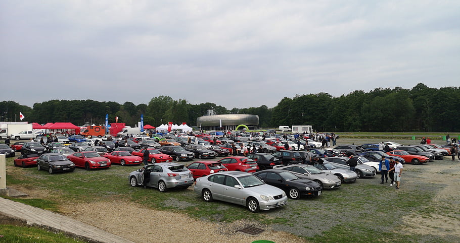 Jap'n automobilový festival, Autodrome Lineas Montlhery, nissan, mitsubishi, honda, toyota, jdm, lexus, Přehlídka aut, parkoviště, lidé