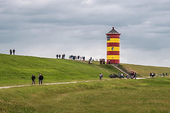 pilsum, maják, ostfriesland, Severní moře, prohlížení památek, greetsiel, otto, věž, krajina, severní Německo, značka
