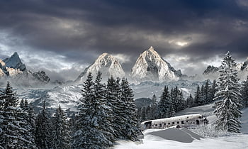 mountains, snow, winter, trees, plane, cliff, nature, forest, snow Storm, glaicer, frozen Water