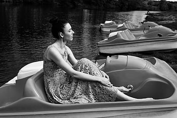 young Woman, catamaran, river, vacation, woman, nature, beach