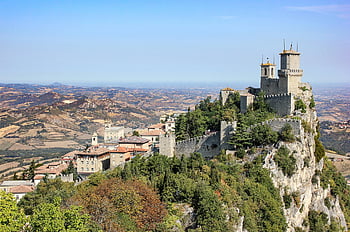 trzy wieże san marino, zamek san marino, Góra, architektura, krajobraz, monte titano, Natura, San Marino