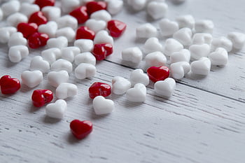 hart-, snoep, achtergrond, liefde, rood, wit, romantisch, Valentijn, viering, concept, zoet