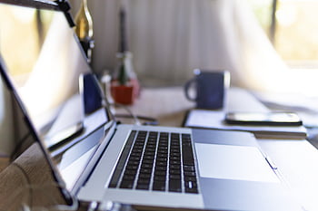 laptop, desk, home, video Conference, zoom, internet, blogging, notebook, technology, writing, office