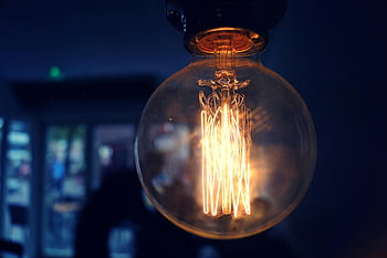 fotografia ravvicinata, lampadina gialla, Lampada vintage Edison, lampadina incandescente, Dim Impostazione interna, colpo del primo piano, illuminazione vintage, illuminazione interna, luce calda, lampadina a filamento, lampadina retrò