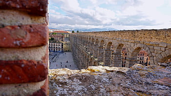 segovia, akvadukt, Španělsko, římský, architektura, památník, kámen, dědictví, starověké, oblouk, historický
