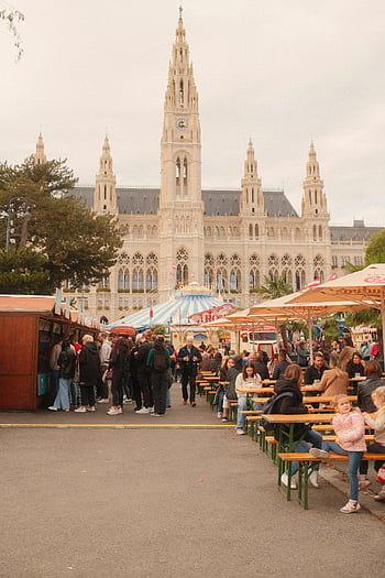 vienna δημαρχείο, υπαίθρια αγορά, φθινόπωρο, τοπική κουλτούρα, αρχιτεκτονική, πλήθη, Βιέννη, Δημαρχείο, πάγκοι αγοράς, ευρωπαϊκή αγορά