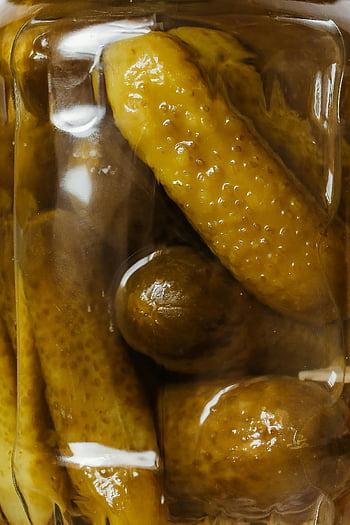 nakládané okurky, detail, skleněné nádoby, Podrobný pohled, textura, zachování, fotografování potravin, okurky ve sklenici, konzervace potravin, Kulinářské fotografie