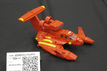 Lego, Ekranoplan, BrickCon, BrickCon 2013, red, toy, model, aircraft, QR code, display, bricks