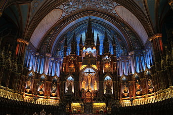 notre dame basilica, architettura gotica, altare decorato, Cattedrale religiosa, fotografia ad angolo basso, Vista dettagliata, architettura interna, interno della chiesa, arte religiosa, vetro colorato, iconografia religiosa
