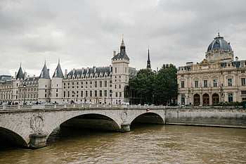 Gothic architecture, Paris Conciergerie, River Seine, medieval building, palace, Gothic style, iconic Gothic, Paris, France, historic building, river view