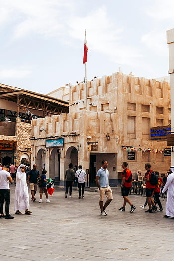 souq waqif, doha, katar, turistů, trhu, živý trh, během dne, tradiční architektura, střední východ, kulturní zážitek, nakupování