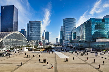 la défense, obchodní čtvrť, Francie, Paříž, mrakodrapy, chodců, živý pohled, městské krajiny, moderní architektura, panoráma města