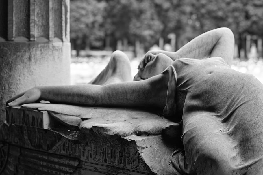 staglieno, genova, hřbitov, socha, černobílý, bw, Ribaudo hrobka, monumentální, Černý a bílý, sochařství, odpočívá
