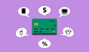 Funzioni della carta di credito, acquisti online, icone di pagamento, sfondo viola, Illustrazione della carta di credito, Icone dello shopping, Metodi di pagamento, pagamenti online, pagamenti con carta di credito, funzioni di acquisto, simboli di pagamento