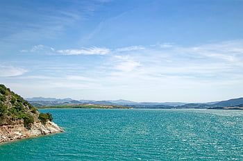 ispanya, andalusia, Cadiz eyaleti, Guadalcacín Rezervuarı, rezervuar, Su, doğa, peyzaj, Kaya, cennet, mavi