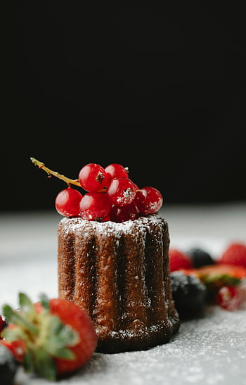 csokoládétorta, bogyók, porcukor, desszert lövés, fekete háttér, finom tortát, vonzó desszert, torta öntetek, élelmiszer-fotózás, édes kezeli, desszert fotózás