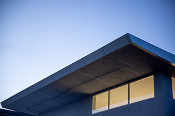 Moderní designová architektura, modrý, budova, kopie prostor, podrobnosti, večer, vnější, Domov, Dům, živobytí, luxus