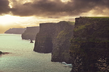 landscape, nature, cliff, sea, darling, clouds, sunset
