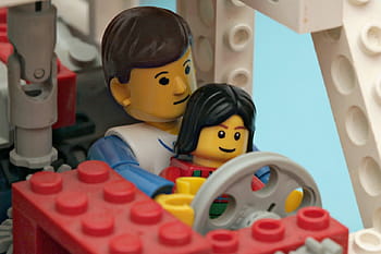 lego, minifig, řízení, dítě, tatínek, Technická postava, za kolem, naučit se řídit, Kánon 100 mm, autíčko, prázdno