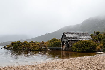 båtskjul, sjö, duv sjö, vagga berg, sjöbod, landskap, Strand, lugn, fredlig, tasmania, natur