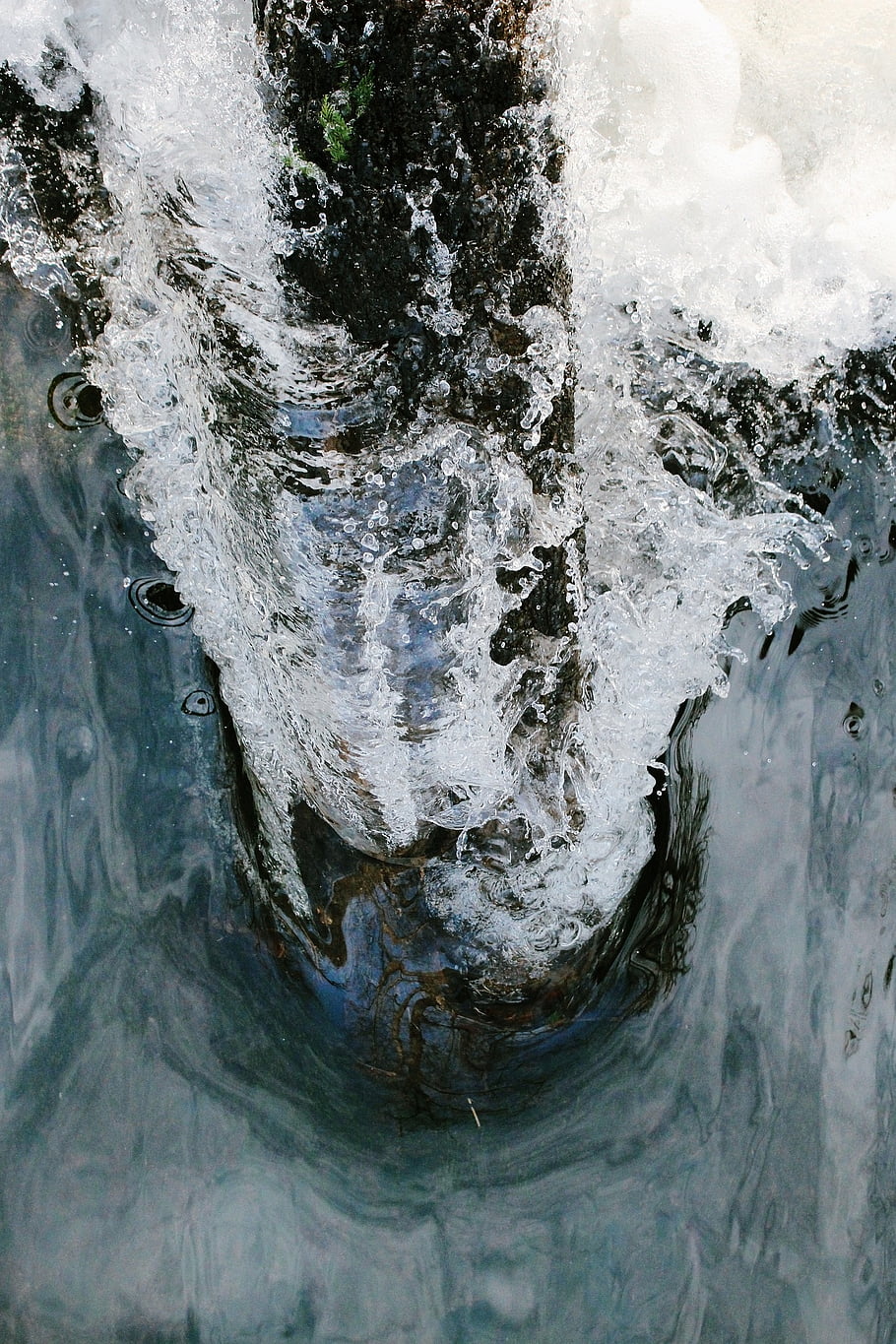 water, flow, tree Trunk, branch, tribe, break, waves, waterdrop, waterfall, wet, blue