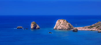 Afroditina skála, pláž, Kypr, paphos, krajina, Příroda, scenérie, pobřeží, moře, petra tou romiou, turistická atrakce