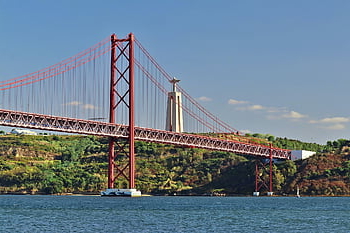 25th Of April Bridge, christ The King, lisbon, portugal, monument, sanctuary, tejo, rio, architecture, landscape, river