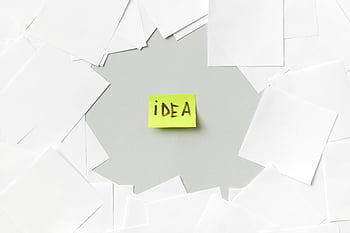 yellow sticky note, idea, white papers, creativity, post-it note, yellow post, white surface, brainstorming, inspiration, office supplies, note-taking
