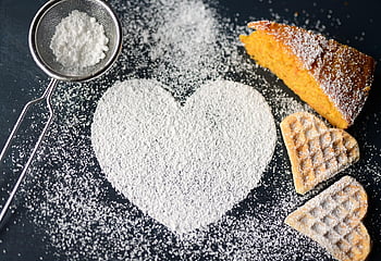 powdered Sugar, sugar, heart, cakes, cute, bake, sweet