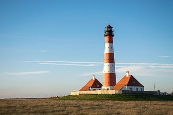 farol, St. Peter-ording, mar do Norte, mar de wadden, costa, panorama, natureza, grama, céu, westerhever, Parque Nacional