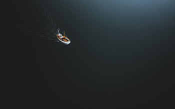 loď, rybářská loď, moře, minimalismus, letecký pohled, Příroda, oceán