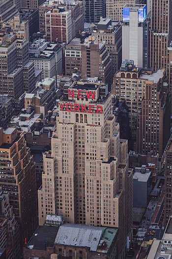 New Yorker Hotel, Manhattan skyskrabere, luftfoto, højhuse, New York City, by skyline, Iconic Hotel, bybilled visning, Højvinklet skud, downtown manhattan, new york arkitektur