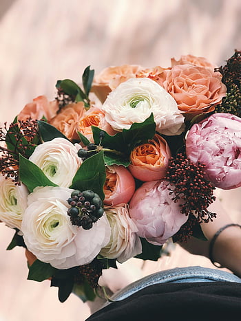 bridal bouquet, white roses, pink roses, orange roses, peonies, wedding flowers, colorful bouquet, floral arrangement, romantic flowers, wedding bouquet, spring flowers