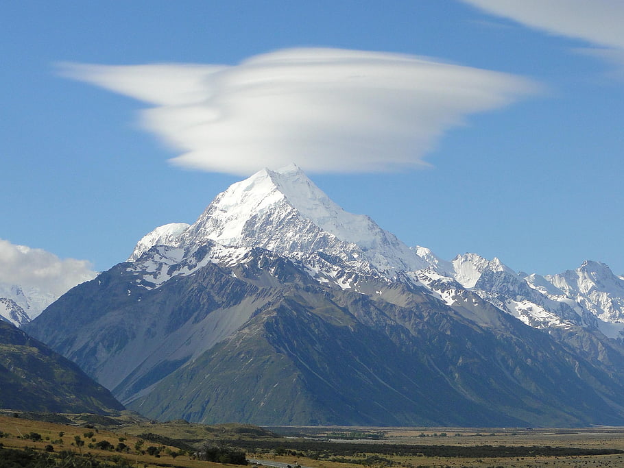 new Zealand, mount Cook, nature, aoraki, mountain, cloud, glacier