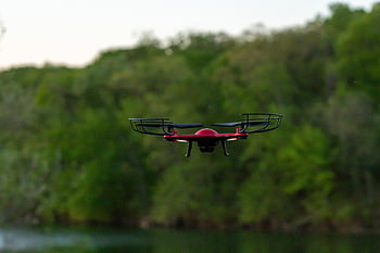 dengung, penerbangan, mengambang, remote control, robot, quadcopter, Robot Hijau