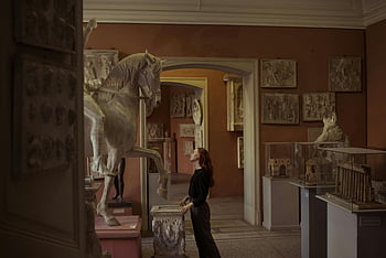 žena, socha koně, muzeum, klasická umělecká díla, muzeum umění, obdivovat, krytý, exponát, kulturní, historický, Zobrazit