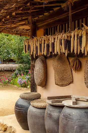 korea, village, seoul, everyday Life, kimchi, yard, pots, traditional, minsokchon, hanok, korean
