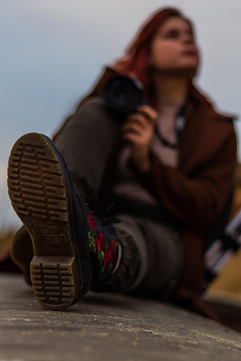lány, modell, divat, emberek, női, fiatal, rózsa, cipő, csizma, A Dr. Martens, póz