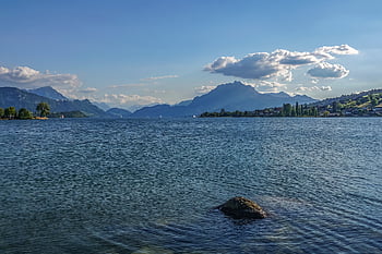 panoramatický výhled, oblast jezera Lucern, voda, krajina, nálada, mraky, švýcarsko, hory, Příroda, nebe, švýcarský