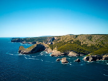 kust, zee, middellandse Zee, Spanje, natuur, Catalonië, wezel, landschap, blauw